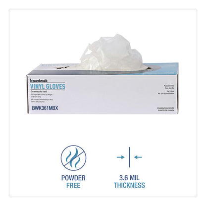Exam Vinyl Gloves, Powder-Free, Medium, 3.6 mil Thick, 9.5" Long, Clear, 100/Box
