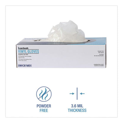 Exam Vinyl Gloves, Powder-Free, Medium, 3.6 mil Thick, 9.5" Long, Clear, 100/Box, 10 Boxes/Carton
