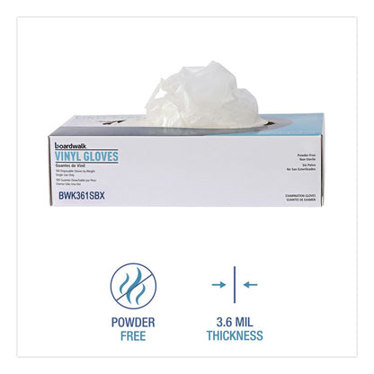 Exam Vinyl Gloves, Powder-Free, Small, 3.6 mil Thick, 9.5" Long, Clear, 100/Box