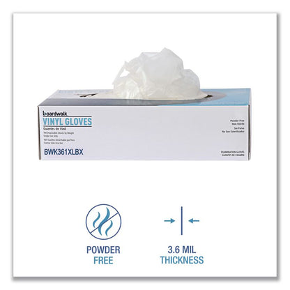 Exam Vinyl Gloves, Powder-Free, X-Large, 3.6 mil Thick, 9.5" Long, Clear, 100/Box