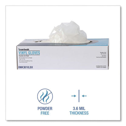 Exam Vinyl Gloves, Powder-Free, X-Large, 3.6 mil Thick, 9.5" Long, Clear, 100/Box, 10 Boxes/Carton