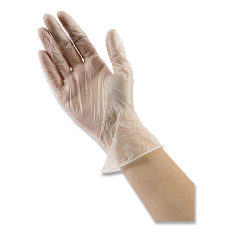 Exam Vinyl Gloves, Powder-Free, X-Large, 3.6 mil Thick, 9.5" Long, Clear, 100/Box, 10 Boxes/Carton