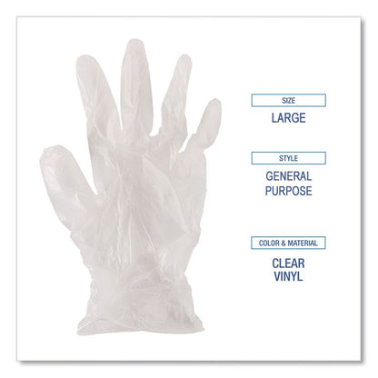 General Purpose Vinyl Gloves, Powder-Free, Large, 2.6 mil Thick, 13" Long, Clear, 100/Box