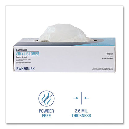 General Purpose Vinyl Gloves, Powder-Free, Large, 2.6 mil Thick, 9.5" Long, Clear, 100/Box, 10 Boxes/Carton
