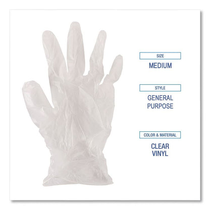 General Purpose Vinyl Gloves, Powder-Free, Medium, 2.6 mil Thick, 13" Long, Clear, 100/Box