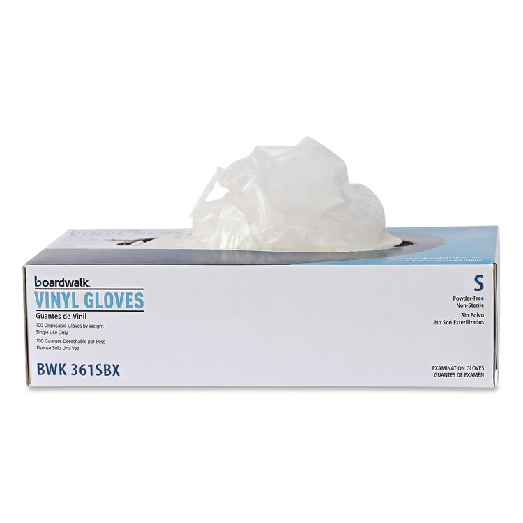 Exam Vinyl Gloves, Powder-Free, Large, 3.6 mil Thick, 9.5" Long, Clear, 100/Box