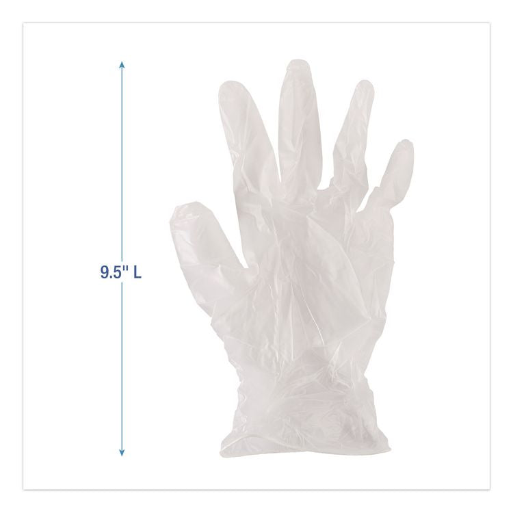 Exam Vinyl Gloves, Powder-Free, Large, 3.6 mil Thick, 9.5" Long, Clear, 100/Box, 10 Boxes/Carton
