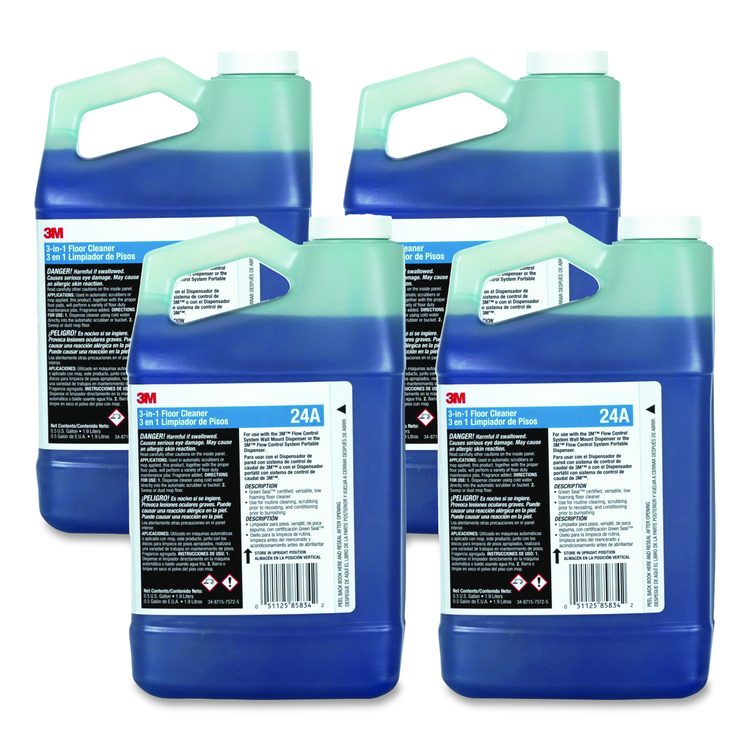 3-in-1 Floor Cleaner Concentrate 24A, Fresh Scent, 0.5 gal Bottle, 4/Carton