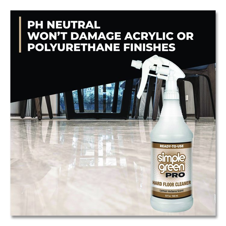 Pro Hard Floor Cleaner, Lemon Verbena Scent, 32 oz Spray Bottle, 12/Carton