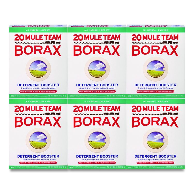 20 Mule Team Borax Laundry Booster, Powder, 4 lb Box, 6/Carton