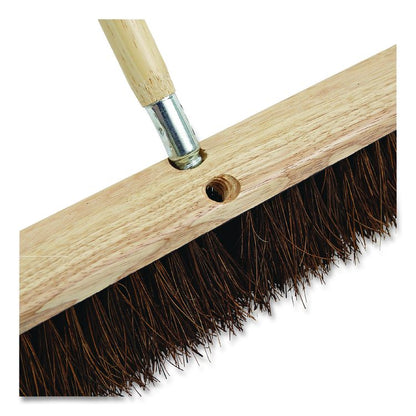 Metal Tip Threaded Hardwood Broom Handle, 1.12" x 60", Natural, Dozen