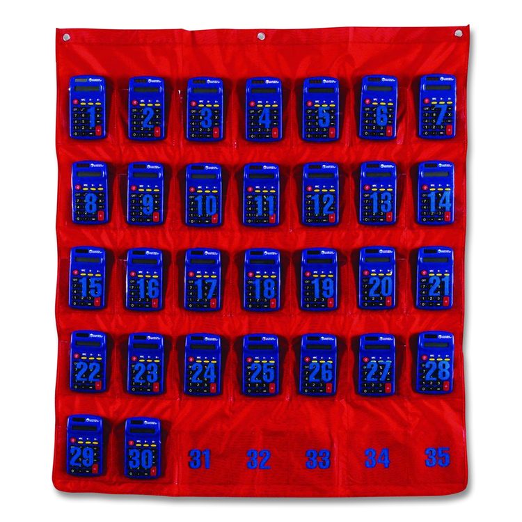 Multi-Use Storage Pocket Chart, 35 Pockets, 13 x 18, Red