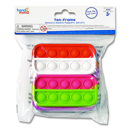 Ten-Frame Sensory Bubble Poppers, Pre-K to K, 6 Pieces