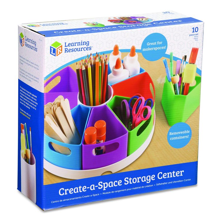 Create-a Space Storage Center, 9 Compartments 12" dia x 4"h, Assorted Colors, Plastic