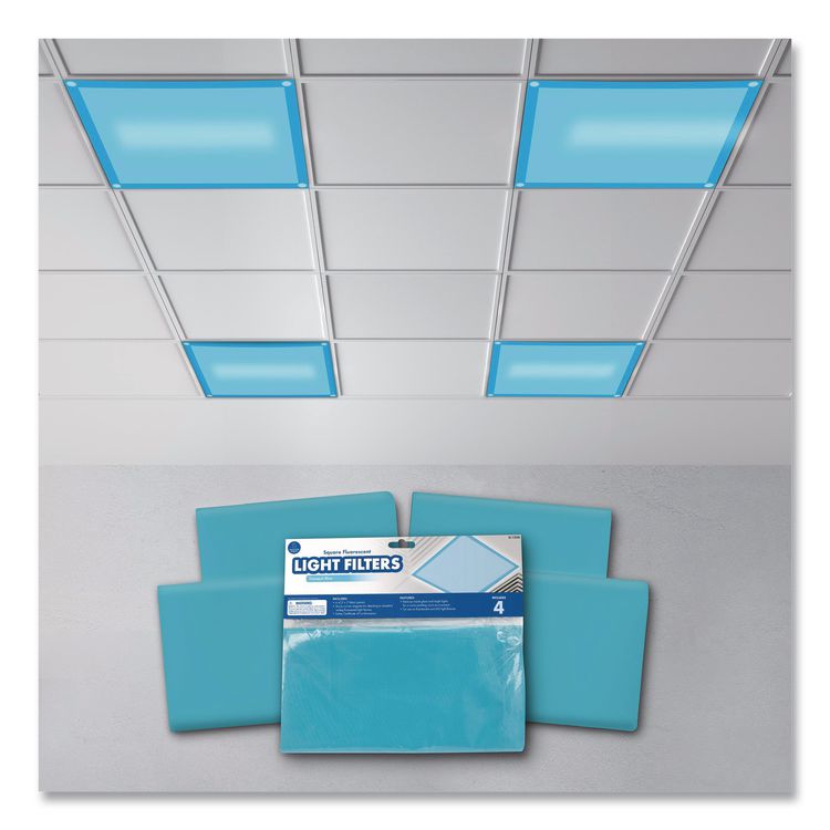 Fluorescent Light Filter Covers, Square, 2 ft x 2 ft, Tranquil Blue, 4 Covers