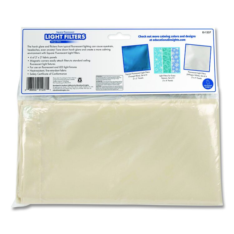 Fluorescent Light Filter Covers, Square, 2 ft x 2 ft, Whisper White, 4 Covers