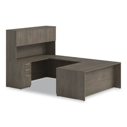 Alera Seville Hutch with Doors, 4 Compartments, 72w x 16d x 36h, Walnut