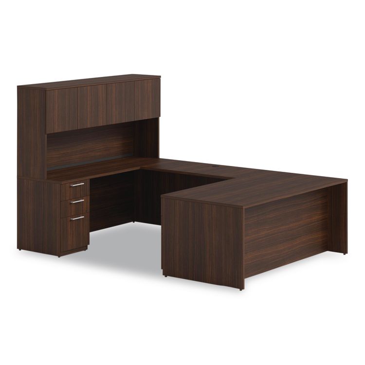 Alera Seville Series Credenza with Pedestal, Left Pedestal, 72w x 24d x 29h, Mahogany
