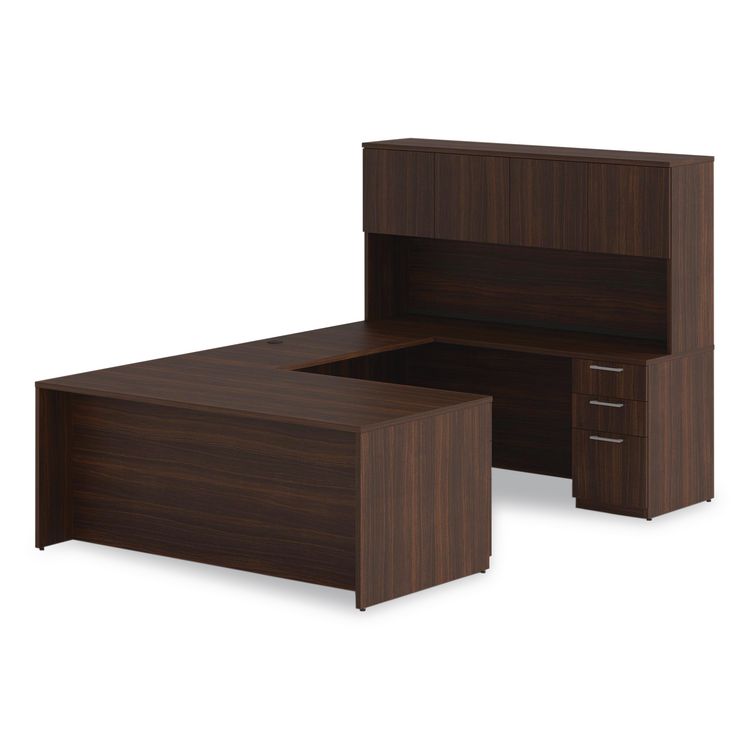 Alera Seville Series Credenza with Pedestal, Right Pedestal, 72w x 24d x 29h, Mahogany