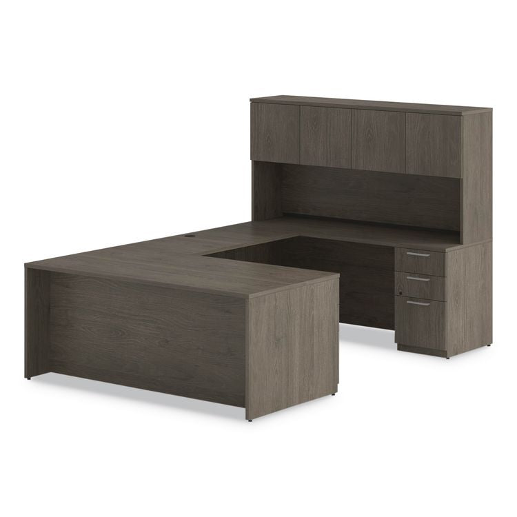 Alera Seville Series Credenza with Pedestal, Right Pedestal, 72w x 24d x 29h, Walnut