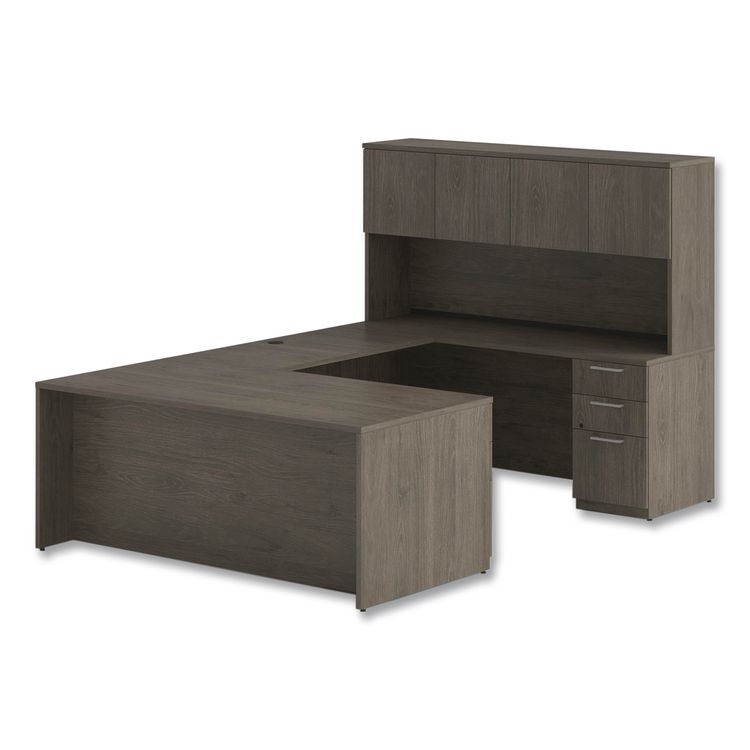 Alera Seville Series Single Pedestal Desk, Left Pedestal, 72" x 36" x 29", Walnut