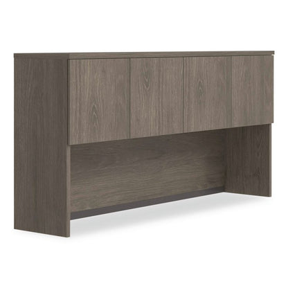 Alera Seville Hutch with Doors, 4 Compartments, 72w x 16d x 36h, Walnut
