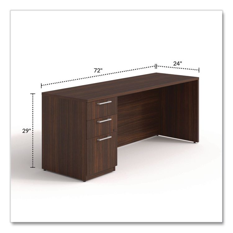 Alera Seville Series Credenza with Pedestal, Left Pedestal, 72w x 24d x 29h, Mahogany