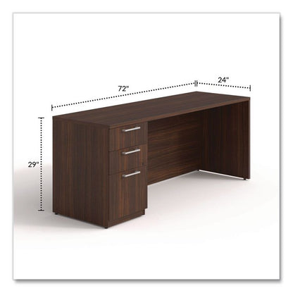 Alera Seville Series Credenza with Pedestal, Left Pedestal, 72w x 24d x 29h, Mahogany