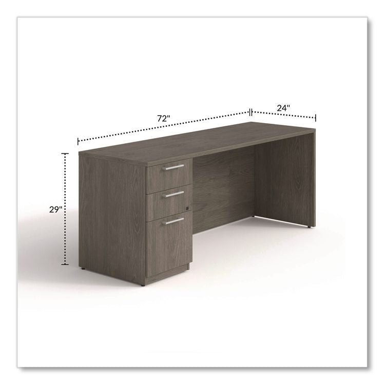 Alera Seville Series Credenza with Pedestal, Left Pedestal, 72w x 24d x 29h, Walnut