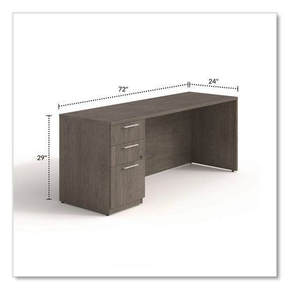 Alera Seville Series Credenza with Pedestal, Left Pedestal, 72w x 24d x 29h, Walnut