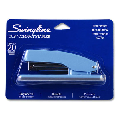 Cub Compact Metal Staplers, 20 Sheet Capacity, Electric Blue