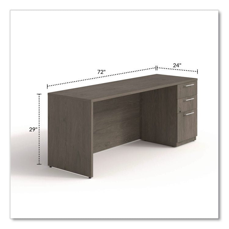 Alera Seville Series Credenza with Pedestal, Right Pedestal, 72w x 24d x 29h, Walnut