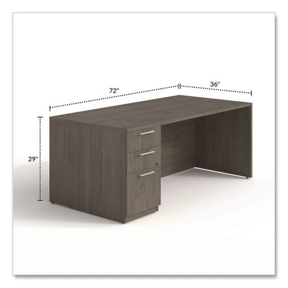 Alera Seville Series Single Pedestal Desk, Left Pedestal, 72" x 36" x 29", Walnut