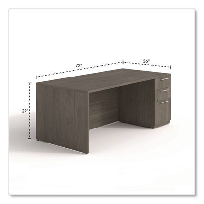 Alera Seville Series Single Pedestal Desk, Right Pedestal, 72" x 36" x 29", Walnut