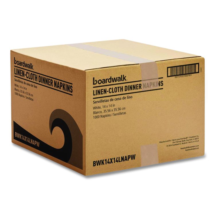 Linen-Feel Flat Napkins, 1-Ply, 14 x 14, White, 1,000/Carton
