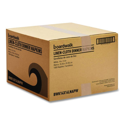 Linen-Feel Flat Napkins, 1-Ply, 14 x 14, White, 1,000/Carton