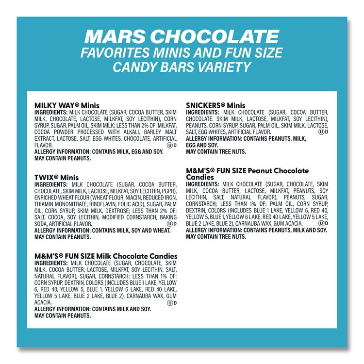 Assortment Milk Chocolate/Mar's Chocolate Favorites, 30.22 oz Bag and 62.6 oz Bag/Carton
