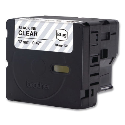 Genuine P-Touch BTAG Label Tapes, 0.47" x 13.1 ft, Black on Clear