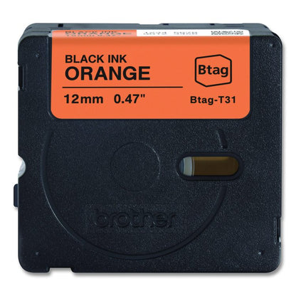 Genuine P-Touch BTAG Label Tapes, 0.47" x 13.1 ft, Black on Orange