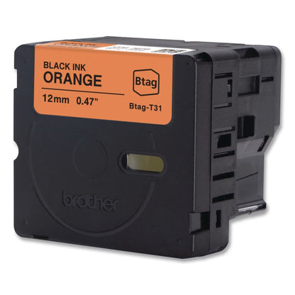Genuine P-Touch BTAG Label Tapes, 0.47" x 13.1 ft, Black on Orange