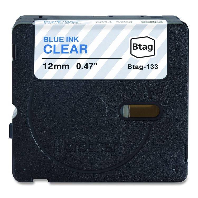 Genuine P-Touch BTAG Label Tapes, 0.47" x 13.1 ft, Blue on Clear