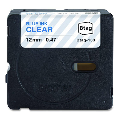 Genuine P-Touch BTAG Label Tapes, 0.47" x 13.1 ft, Blue on Clear