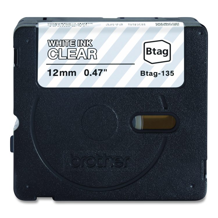 Genuine P-Touch BTAG Label Tapes, 0.47" x 13.1 ft, White on Clear