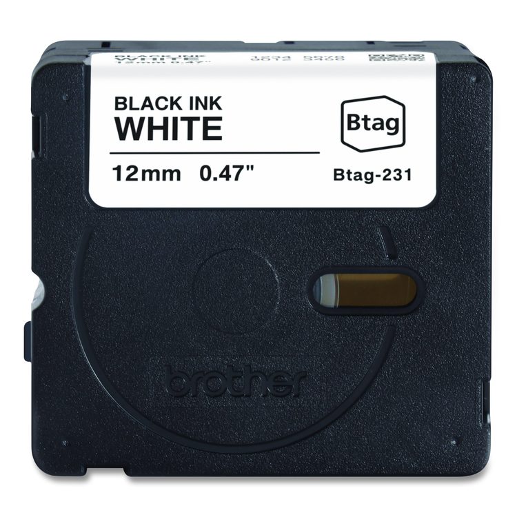 Genuine P-Touch BTAG Label Tapes, 0.47" x 13.1 ft, Black on White