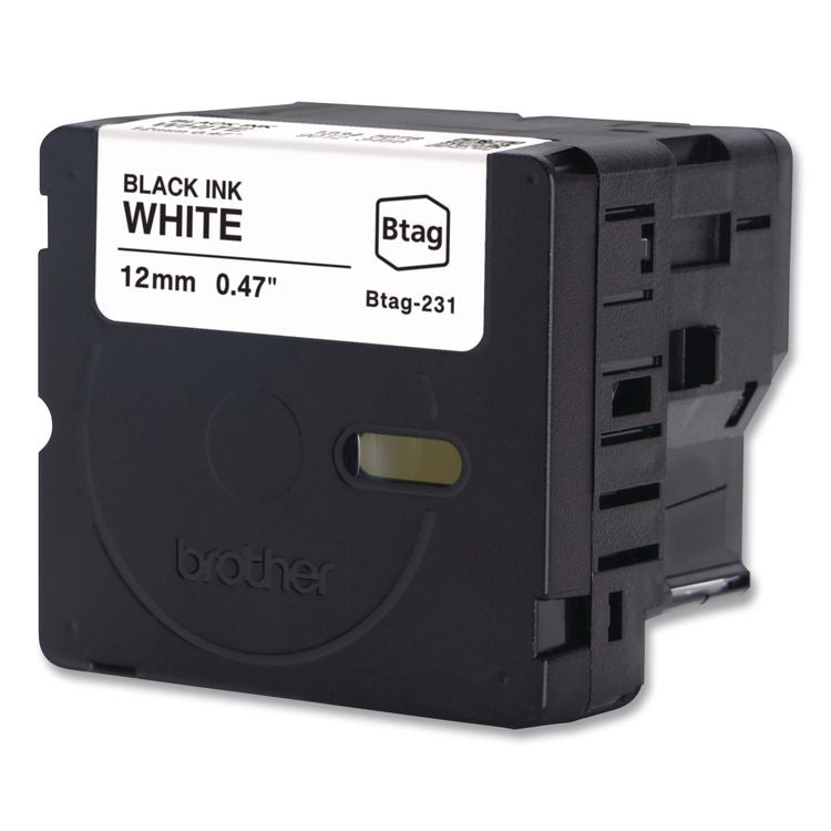 Genuine P-Touch BTAG Label Tapes, 0.47" x 13.1 ft, Black on White