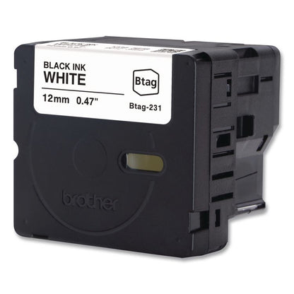Genuine P-Touch BTAG Label Tapes, 0.47" x 13.1 ft, Black on White
