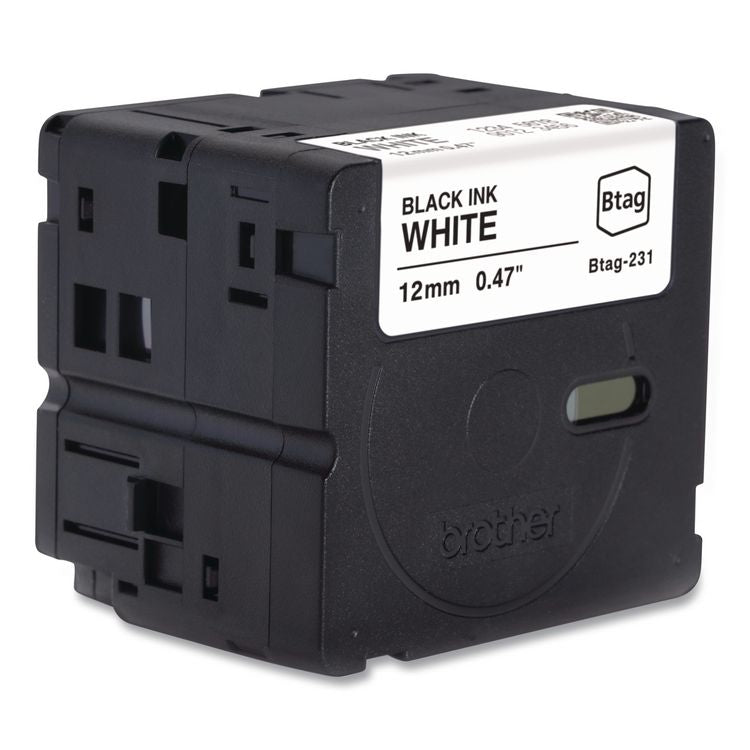 Genuine P-Touch BTAG Label Tapes, 0.47" x 13.1 ft, Black on White