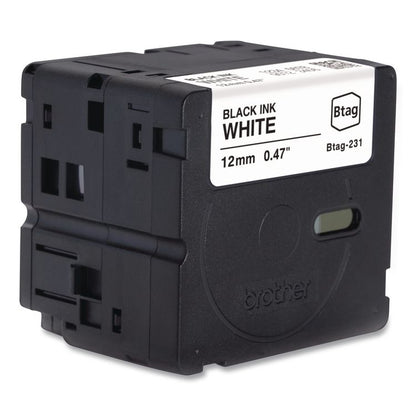 Genuine P-Touch BTAG Label Tapes, 0.47" x 13.1 ft, Black on White