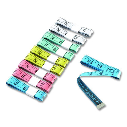 Standard/Metric Tape Measure, 60" Long, Assorted Colors, Plastic, 10 Tape Measures