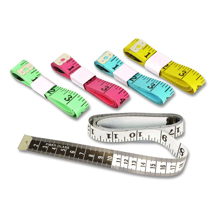 Standard/Metric Tape Measure, 60" Long, Assorted Colors, Plastic, 10 Tape Measures